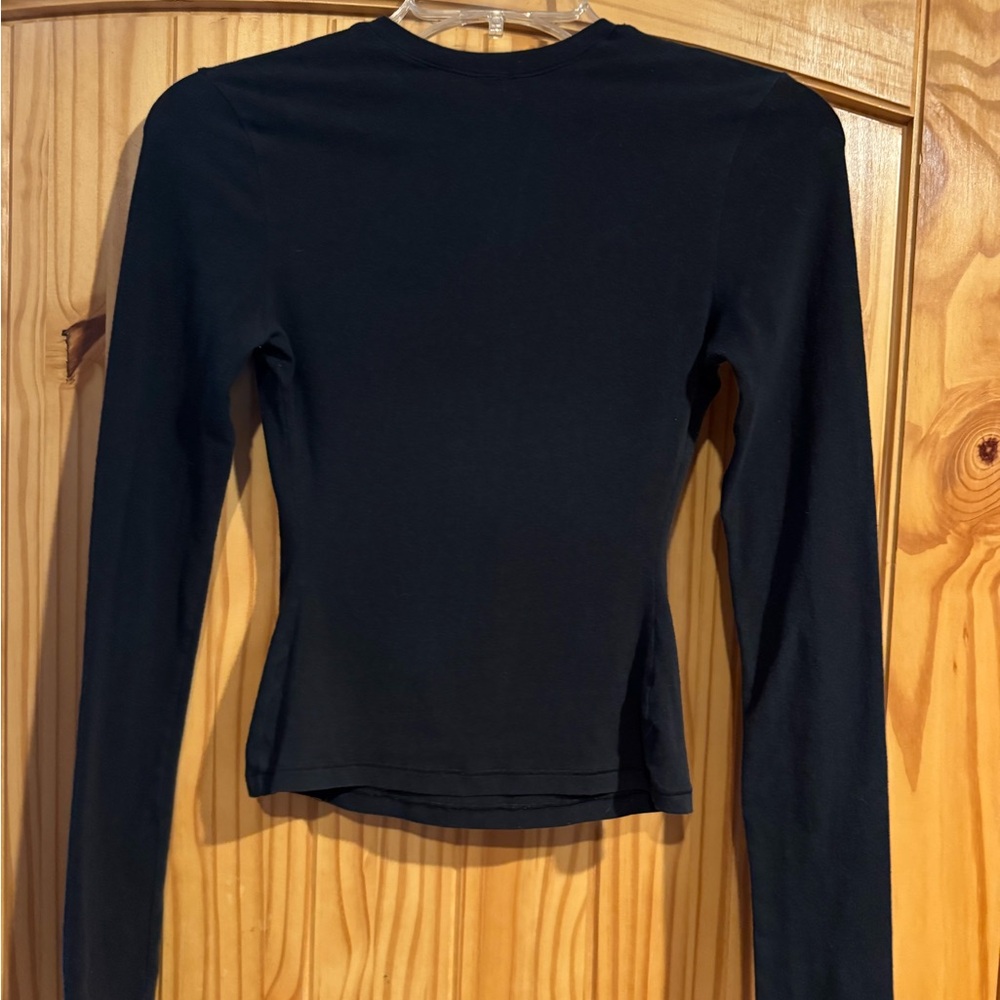 Skims Cotton Jersey Long Sleeve Black